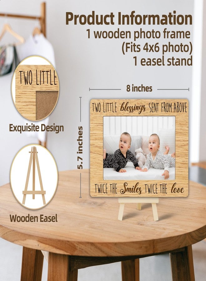 patcate Picture Frames 4x6, Twins Baby Items Gifts Wooden Photo Frame for Mom Babies, Nursery Baby Room Desk Table Shelf Decor with A Easel Stand (A03) - Image 2
